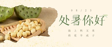 处暑节气问候祝福莲子莲花公众号封面首图