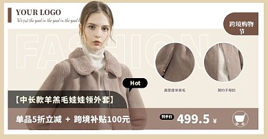 跨境电商女装欧美细节图促销电商横版海报