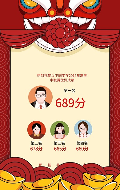 2019高考喜报光荣榜名单大气