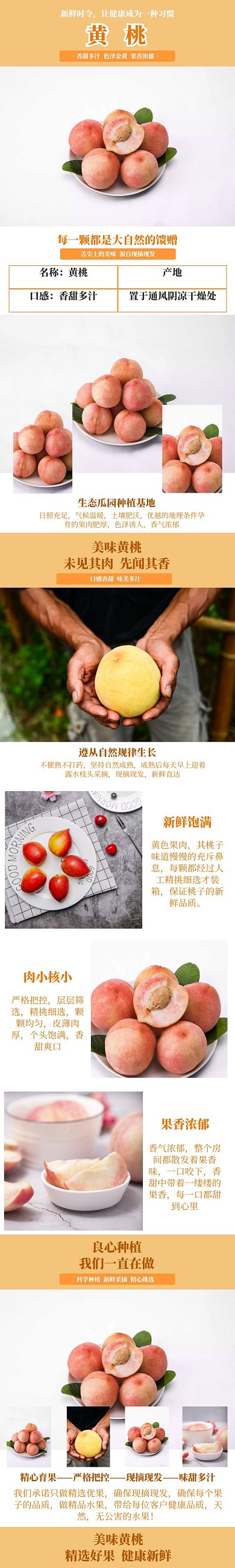 简约简洁新鲜健康水果黄桃电商淘宝详情页
