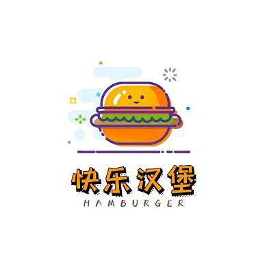 简约创意扁平黄色汉堡LOGO