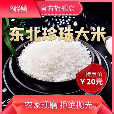 黑底金字东北大米淘宝主图直通车