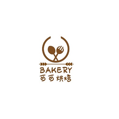 刀叉圆形烘焙工作室logo