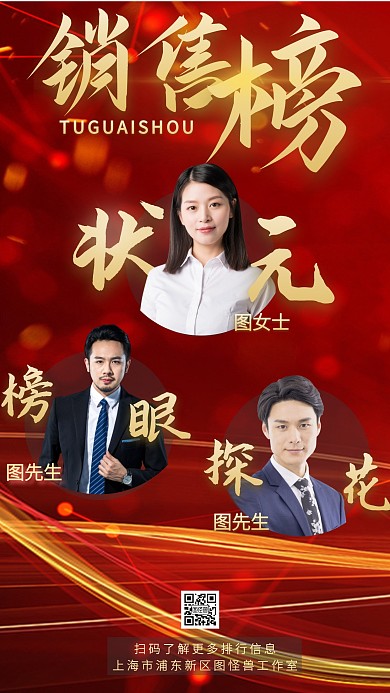 红金色调销售榜单喜报战报摄影图海报