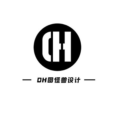 黑白简约大气创意DH字母logo