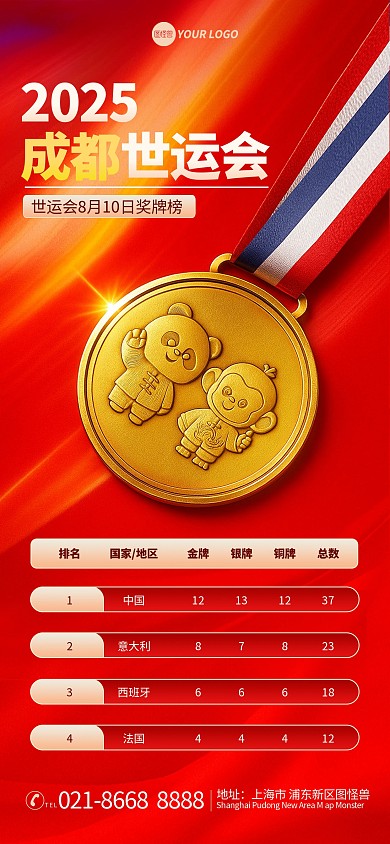 成都世运会奖牌榜宣传海报