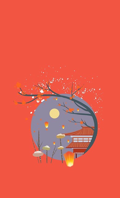 冬季夜晚红包红色卡通风红包