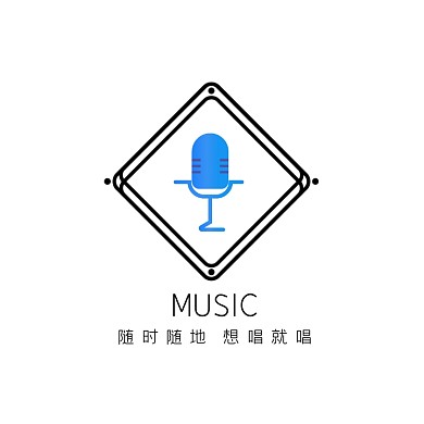 创意线条音乐唱歌软件logo设计
