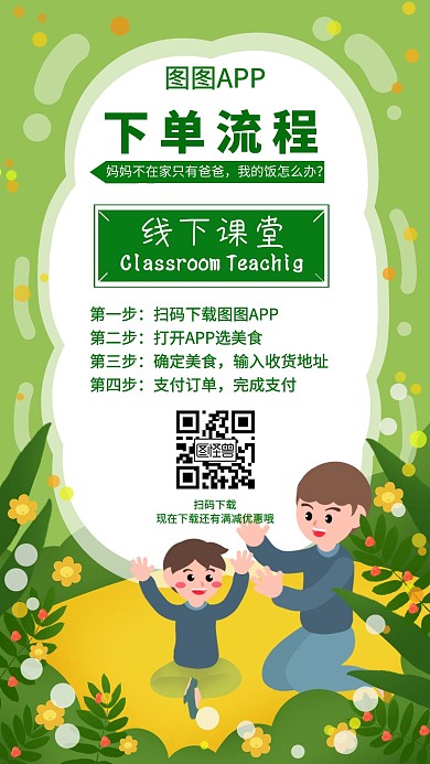 小程序下单流程手绘风海报