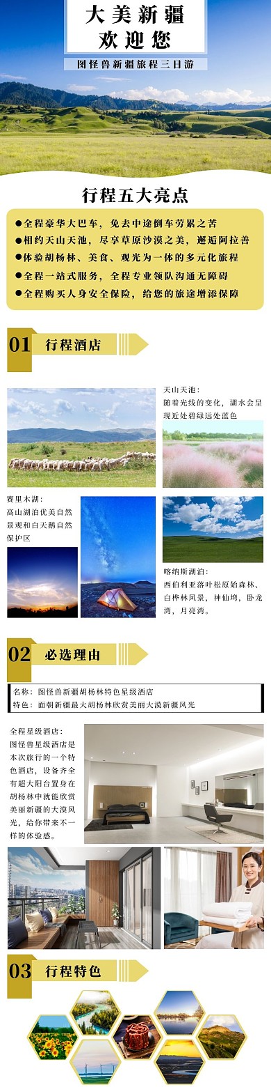 新疆黄色简约风景旅游详情页