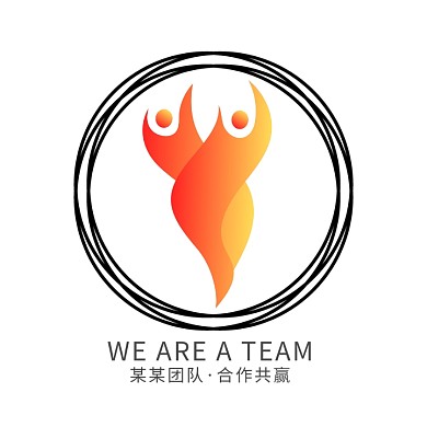 圆环橘色人物团队logo图标
