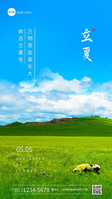 简约大气立夏节气祝福问候创意摄影图海报
