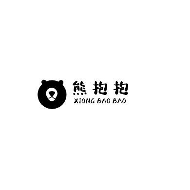 黑色熊抱卡通可爱元素主题logo