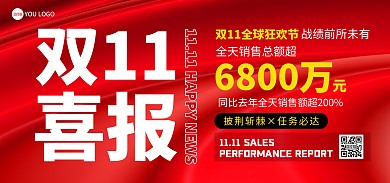 电商双十一喜报贺报战报banner海报