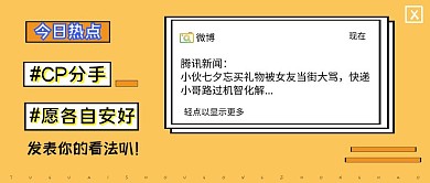热点微博话题黄色简约公众号封面首图