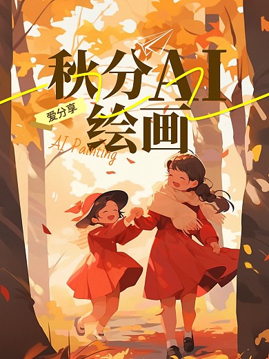 秋分AI绘画提词器分享类橙色小红书封面