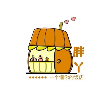 胖丫饭店美食卡通屋子棕色LOGO