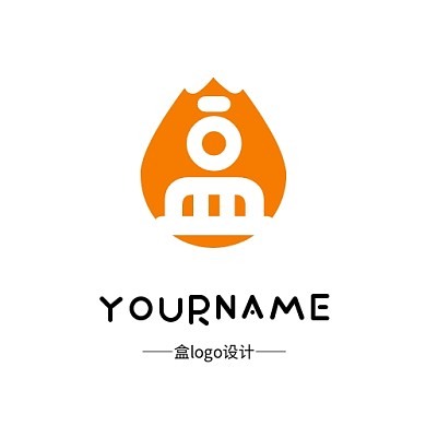 盒logo设计简约橙色水滴字体