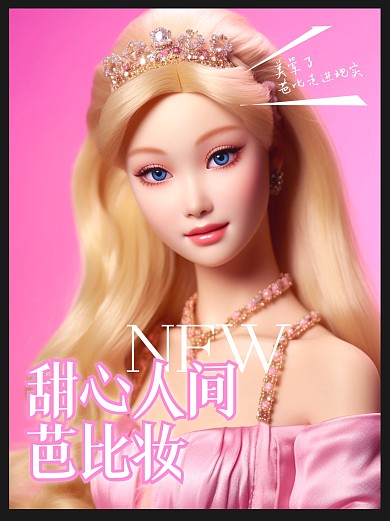 甜心芭比美妆教程粉色滤镜模板