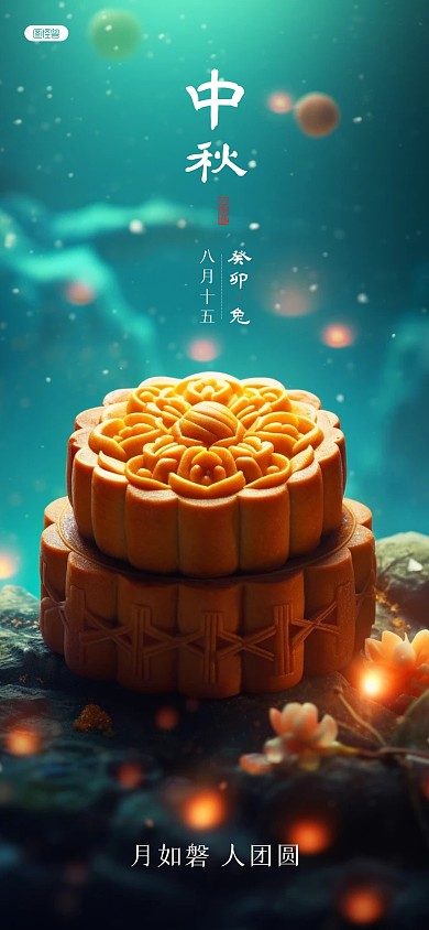 中秋节传统节日祝福全屏海报