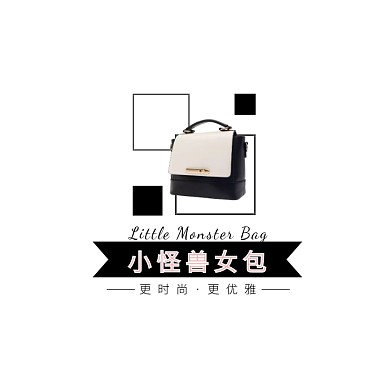 粉色女包卡通插画箱包手提包电商logo