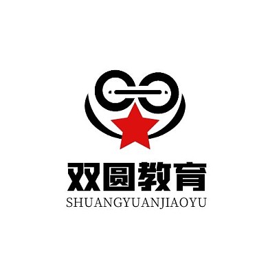 教育类圆形眼镜星星红黑简约LOGO