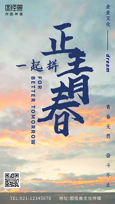 青春无畏奋斗不止励志简约摄影手机海报