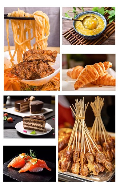 外卖6拼图美食拼图手机海报