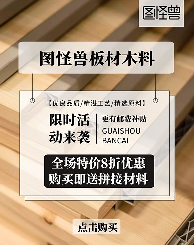 板材精工打折简约摄影折扣电商竖板海报
