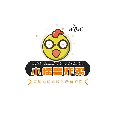 橙色公鸡炸鸡卡通插画美食小吃餐饮logo