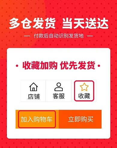 预售发货收藏加购红色简约通知电商竖版海报
