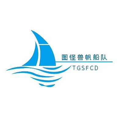 帆船波浪蓝色创意帆船队平面logo