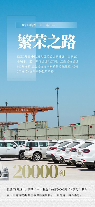 简约一带一路繁荣之路全屏海报