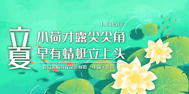 莲花荷花绿色简约宣传背景墙