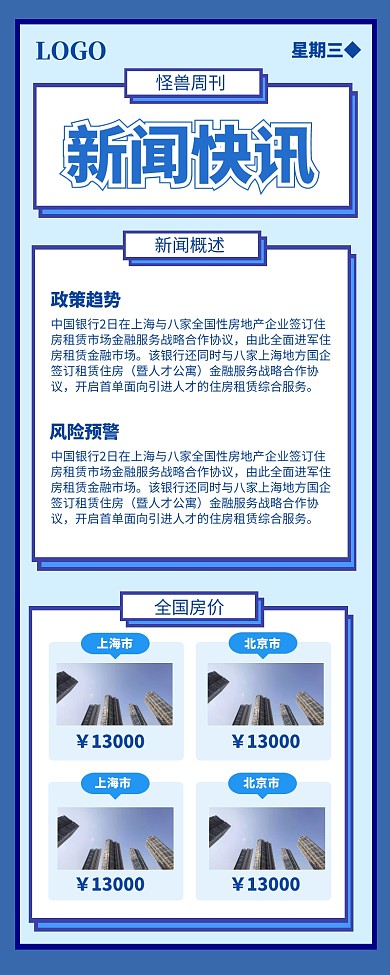 简约风新闻快讯早报营销长图