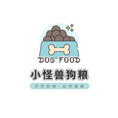绿色狗粮卡通插画宠物粮食电商logo