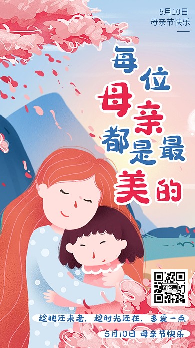 5月10日母亲节最美妈妈祝福手机海报