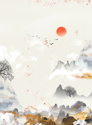 图怪兽原创元素新中式风格装饰画背景