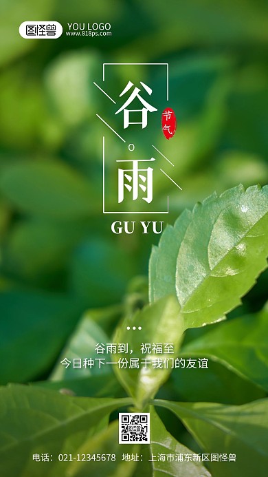 谷雨节气祝福摄影风手机海报