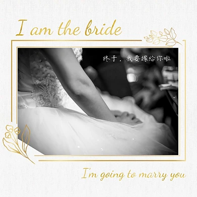 黑白简约时尚婚礼金色边框照片CD封面