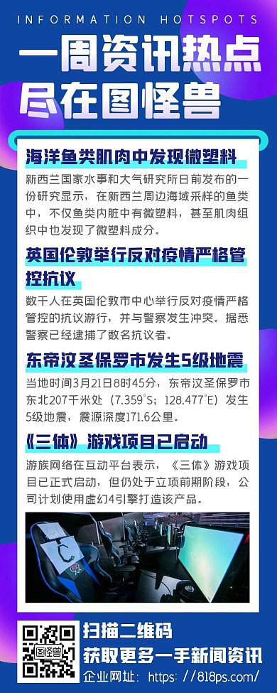 紫色一周资讯热点金融科技新闻日报早报长图