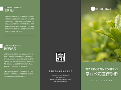 绿色简约茶文化公司免费三折页	