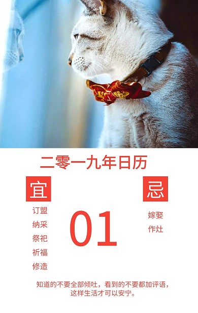 2019年日历手机海报