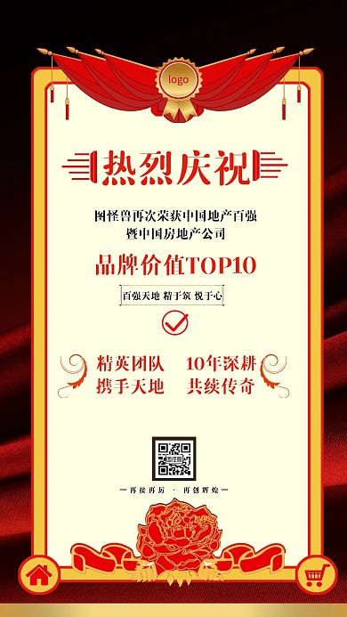 热烈祝贺奖状业务喜报红手机海报PSD