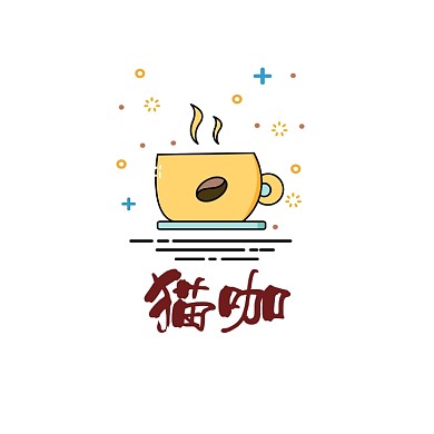 猫咖简约猫咪咖啡头像logo
