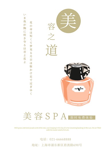 简约文艺美容SPA免费体验宣传海报模板