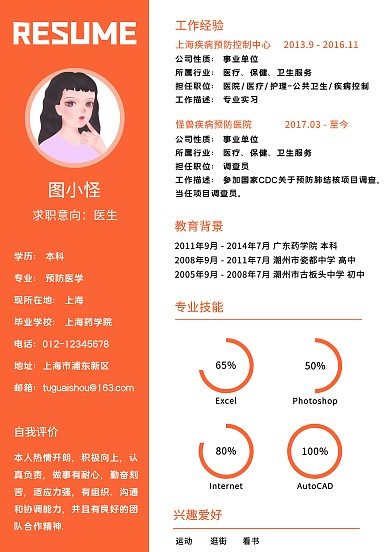 简约医学求职简历个人简历