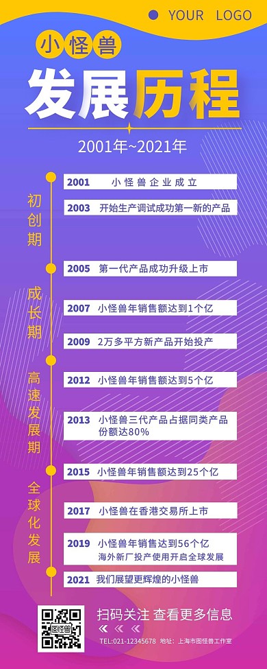 时间轴企业历程发展简约营销长图设计