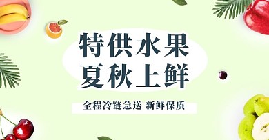 绿色清新水果生鲜夏秋上新电商横版海报