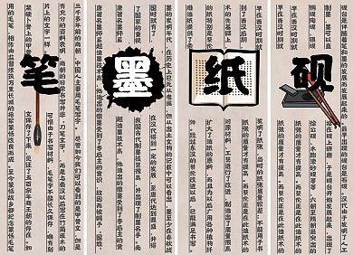文房四宝笔墨纸砚复古纹理手抄报